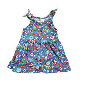 Vtg Hanna Andersson Blue Floral Button Down Dress Size 90/ 2T